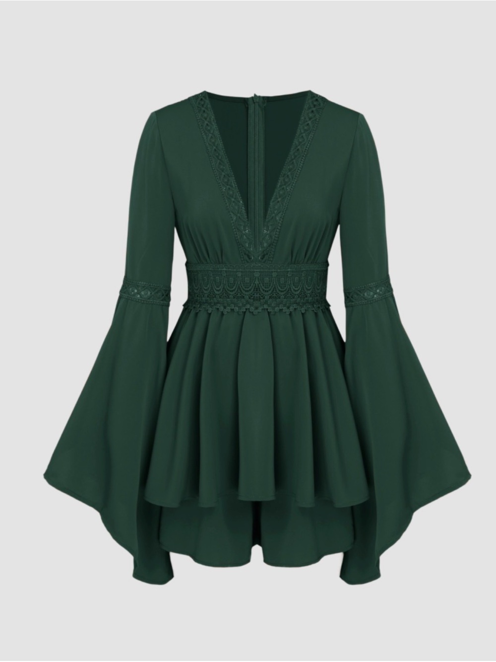 CIDER Womenโs Deep Teal Green playsuit with Bell Sleeves